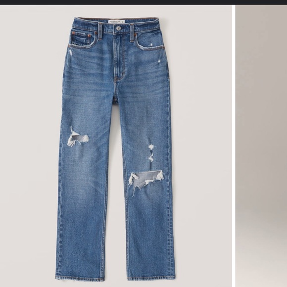 Abercrombie & Fitch 100% Cotton high rise straight leg Distressed jeans 30 x 32 - Picture 2 of 11